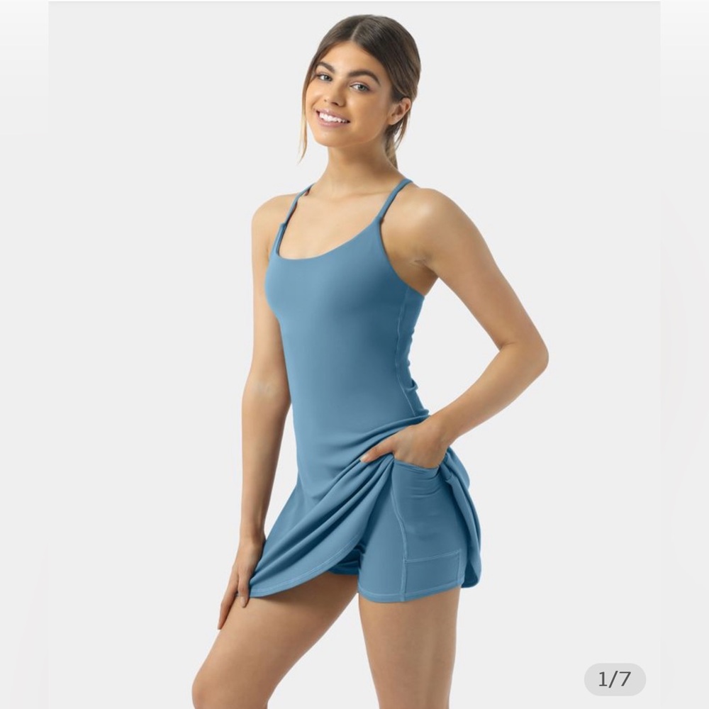 Everyday Cloudful™ Fabric Backless 2-in-1 Flare Workout Dress-Wannabe